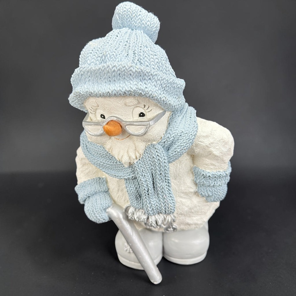 Encore Group Snowman Gramps Figurine Blue White Winter Holiday Decor 1999 10in